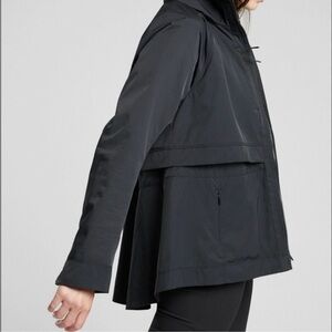 Athleta Open Road Shell Rain Jacket Black Hi-Vis Camping Hiking Two Way Zipper